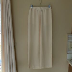 Large Shein Cream Pull On Pants Stretchy Waist Beach Poolside Semisheer